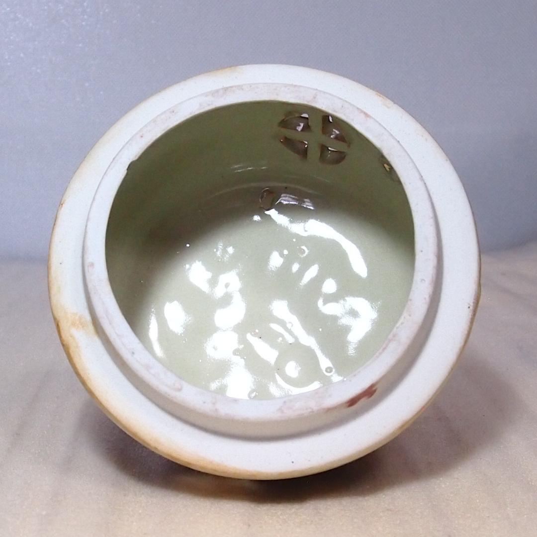 【希少・良品】薩摩焼 青粒金彩 花鳥図 大香炉 陶磁器 古道具/茶道具/香道具