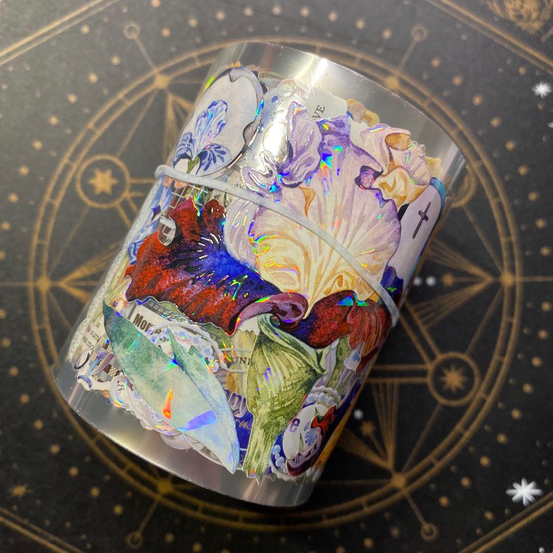 7535】海外 マステ 中古巻 貝殻光マスキングテープ お花系 海外