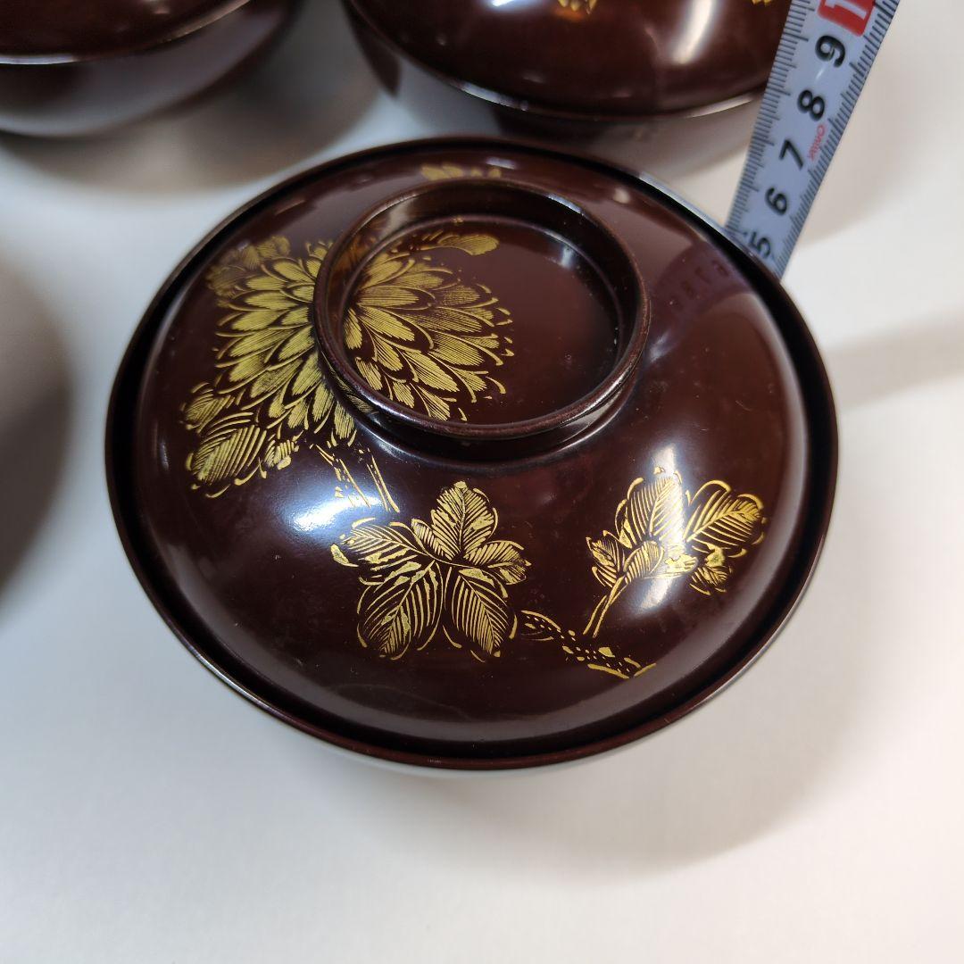 輪島塗　沈金　碗　9客セット　骨董　アンティーク　茶碗