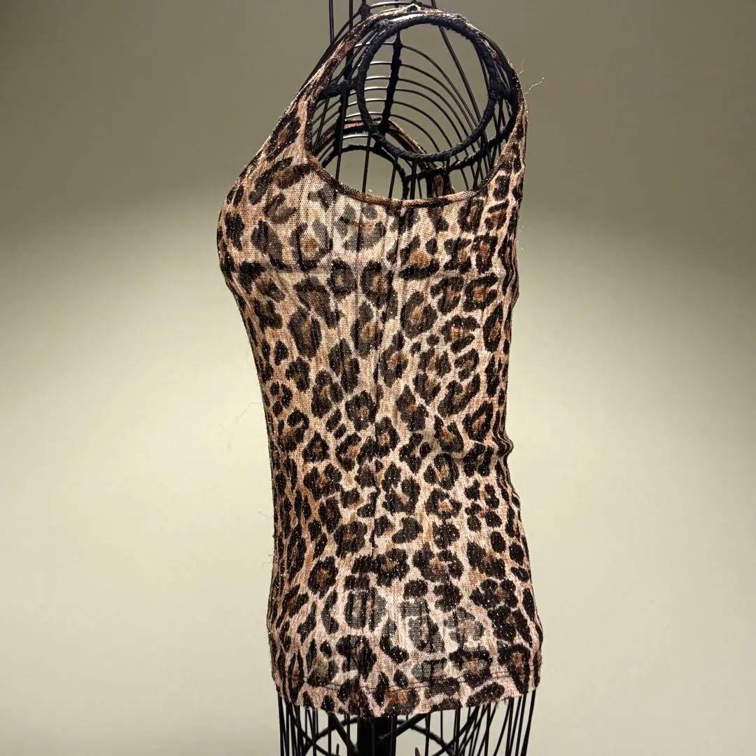 D&G 透け感 ラメヒョウ柄 ノースリーブトップス