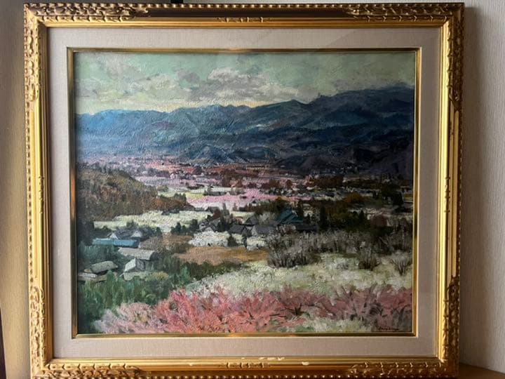 犀川愛子「塩山の春」白日展内閣総大臣賞受賞者の風景画　油絵 犀川愛子「塩山の春」白日展内閣総大臣賞受賞者の風景