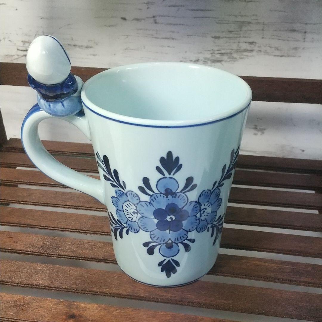 ビンテージ レア】ブルー デルフト ブロー ハッピーレディハンドル