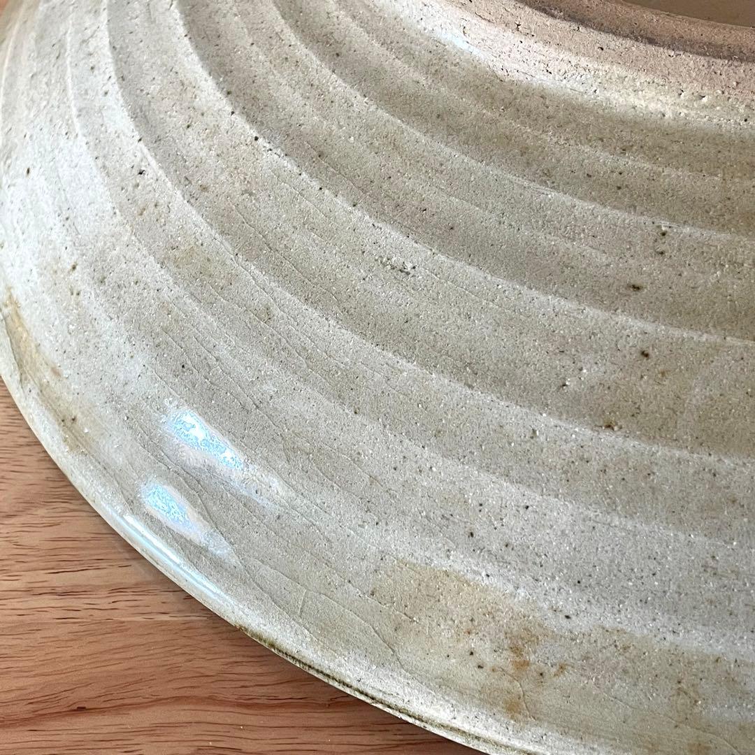 白釉鉄絵皿 「天味無限 草玄」 江口草玄？ 詳細不明 一尺六寸 大皿 唐津 瀬戸