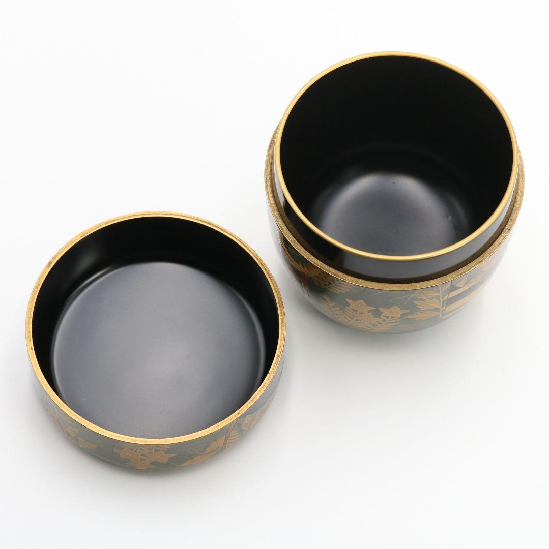 松村建作 蒔絵誰袖棗 秋草 誰ヶ袖 共箱共布 茶道具　OJ160　1F14