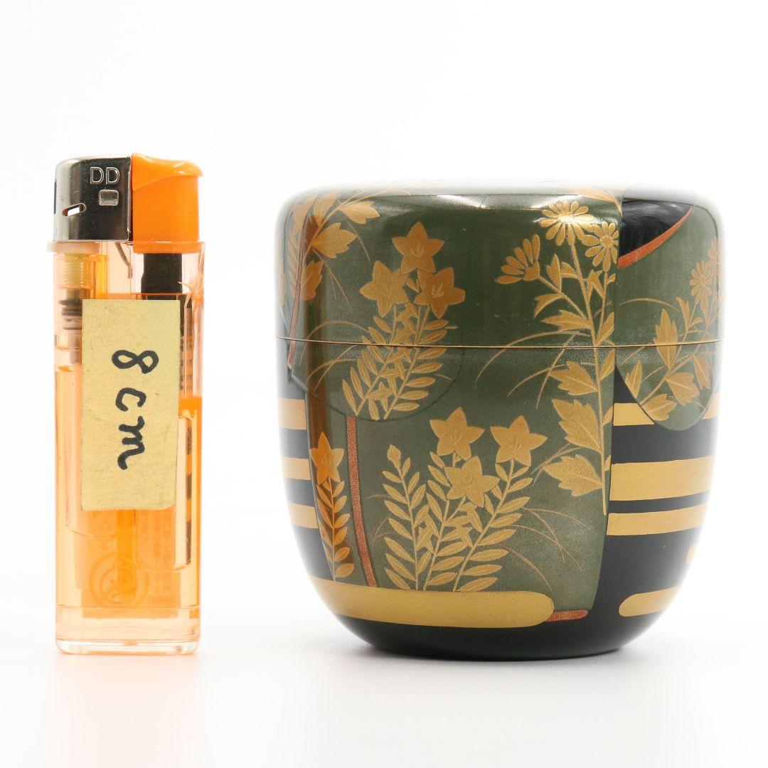 松村建作 蒔絵誰袖棗 秋草 誰ヶ袖 共箱共布 茶道具　OJ160　1F14