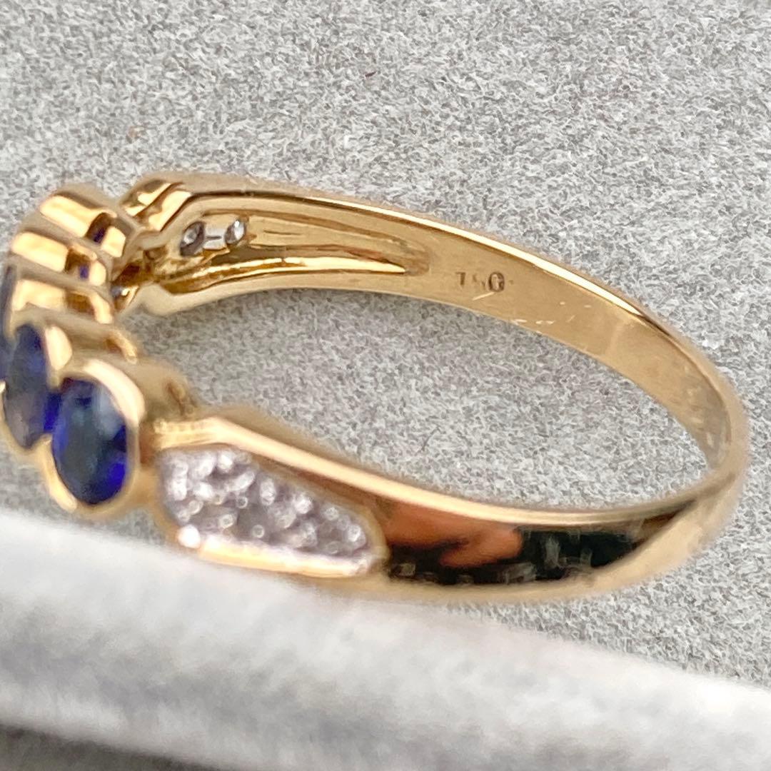 詳細不明リング　K18？ サファイア？ ダイヤモンド？