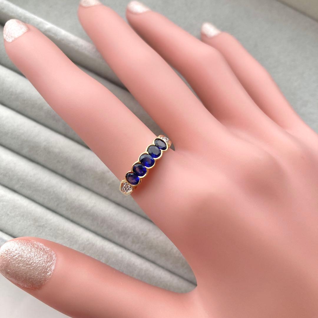 詳細不明リング　K18？ サファイア？ ダイヤモンド？