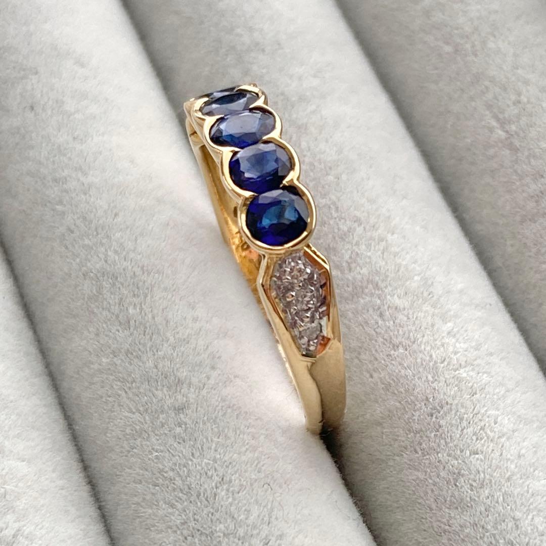 詳細不明リング　K18？ サファイア？ ダイヤモンド？