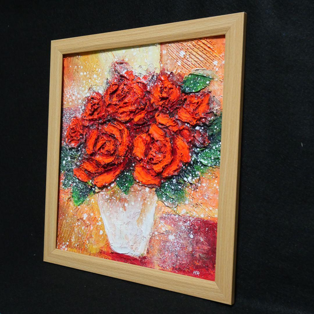 油絵 油彩 油彩画 絵 絵画 【赤い薔薇】