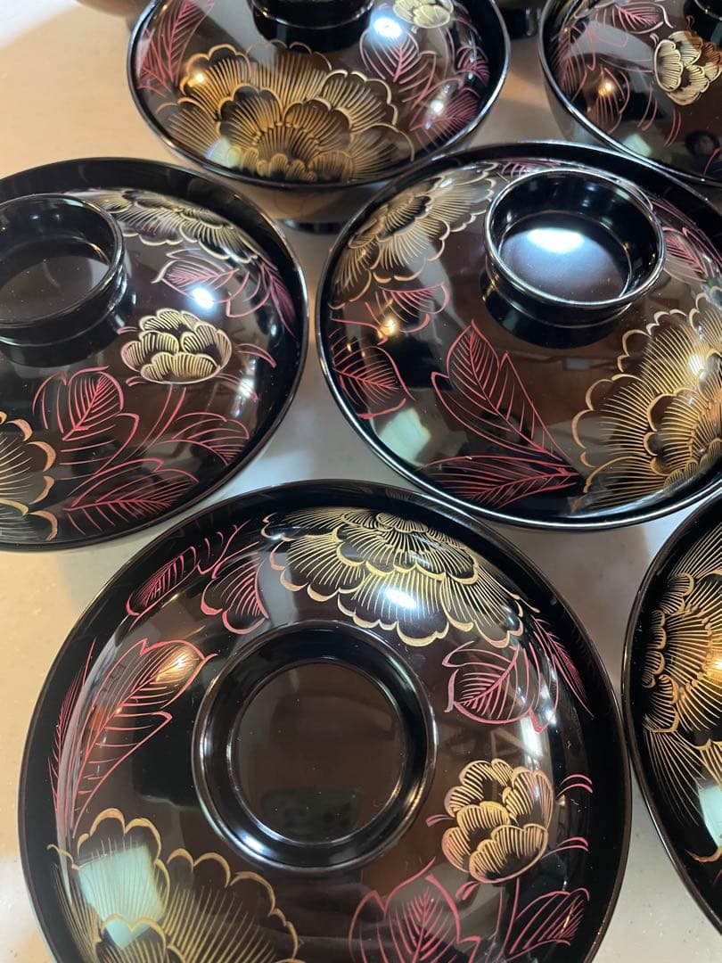 輪島塗吸い物椀10脚セット美品Wajima Lacquer Soup Bowls