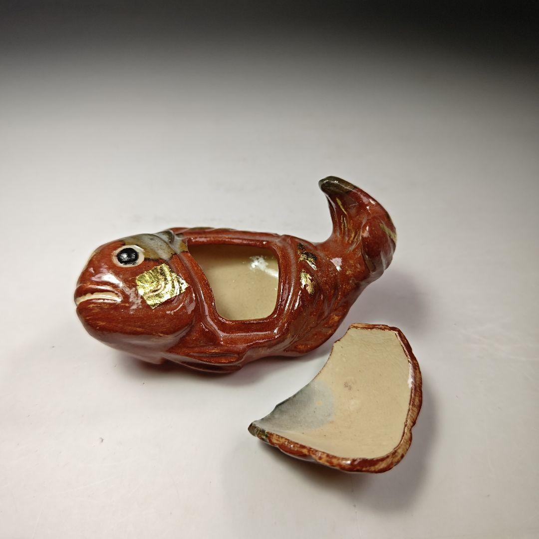 イ296 香合『加州梅山窯 香野壮明』『鯛 香合 共箱』茶道具