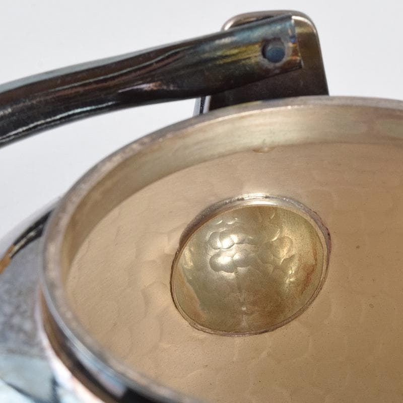 煎茶道具 白銅いぶし銀 槌目 銀瓶 湯沸し 約501g M R9483