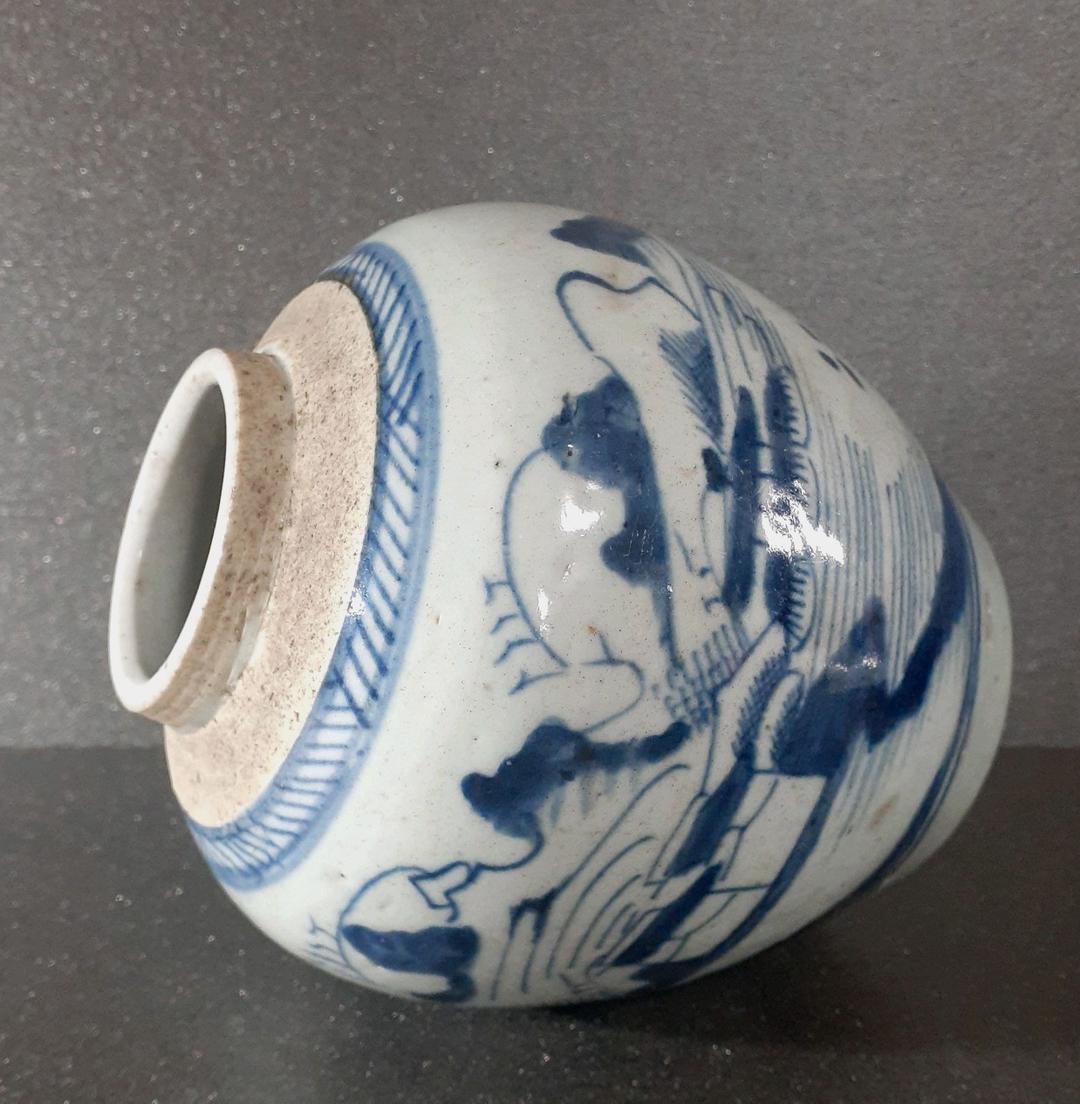 中国古美術 中国古陶磁器 古玩 清朝民窯 青花 山水図 茶壺 茶罐