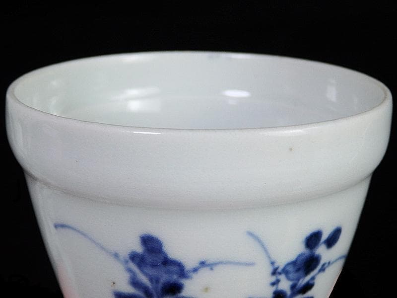 古伊万里 染付 草花紋の図 蕎麦猪口 江戸期 A1174AS-CDd 古伊万里