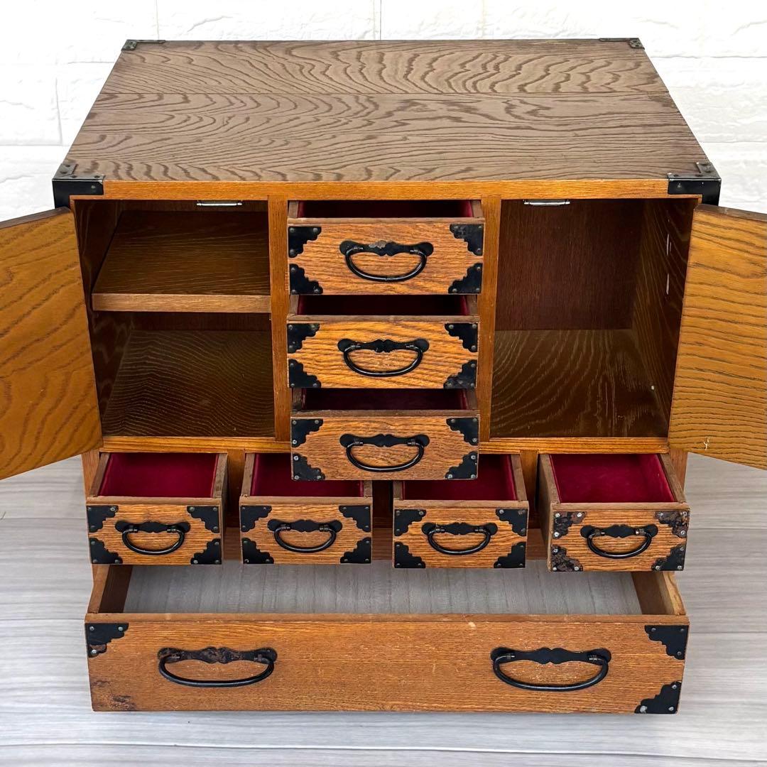 小箪笥 芳次作 和家具 レトロ アンティーク 木製小物入れ収納箱 裁縫箱