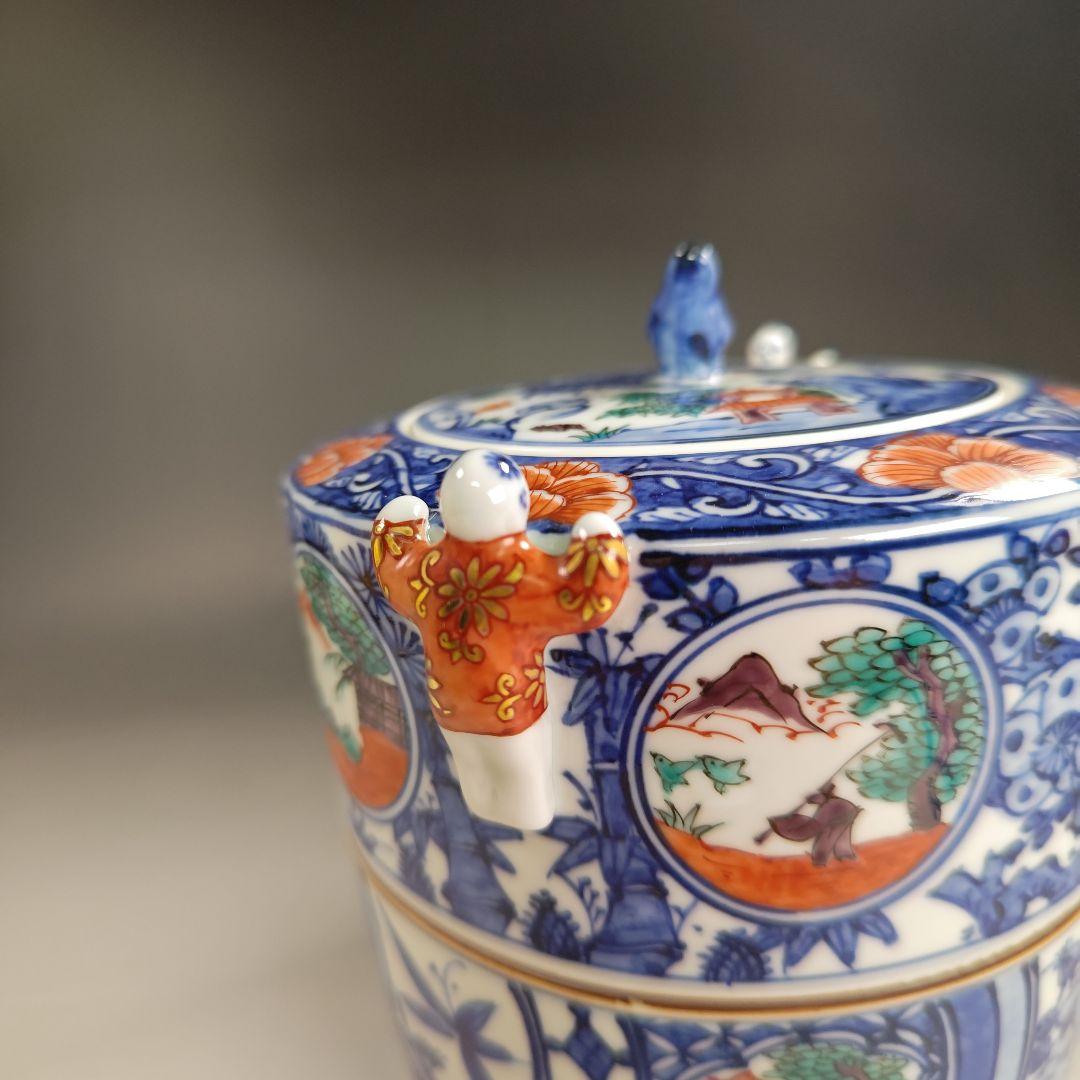 イ888 水指『平安 高野昭阿弥造』『色絵 二閑人 水指 共箱』