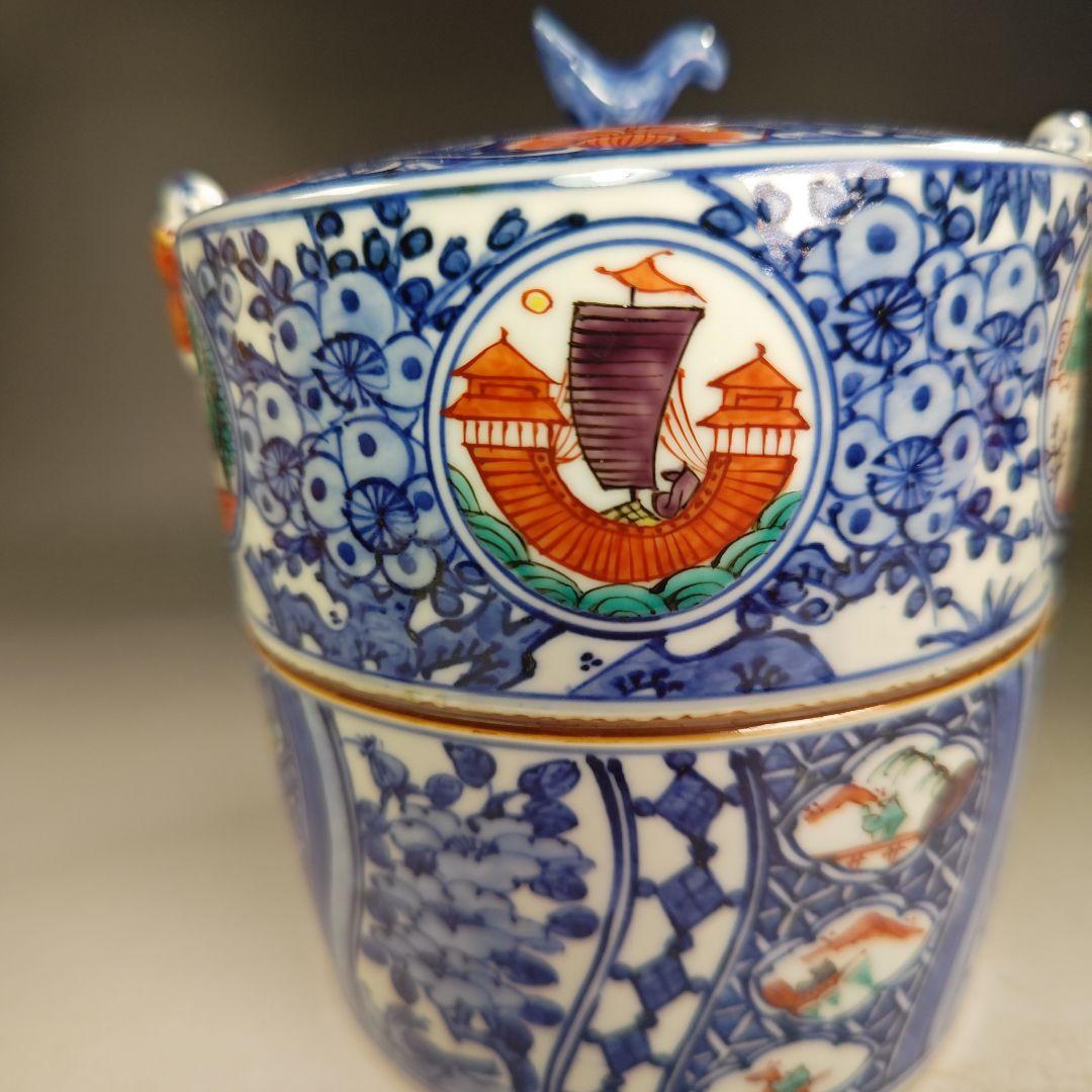 イ888 水指『平安 高野昭阿弥造』『色絵 二閑人 水指 共箱』