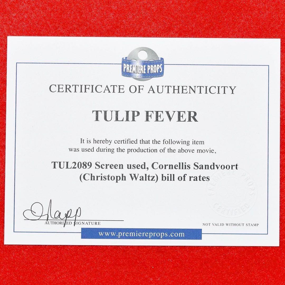 チューリップ・フィーバー』小道具 コルネリスの手紙
