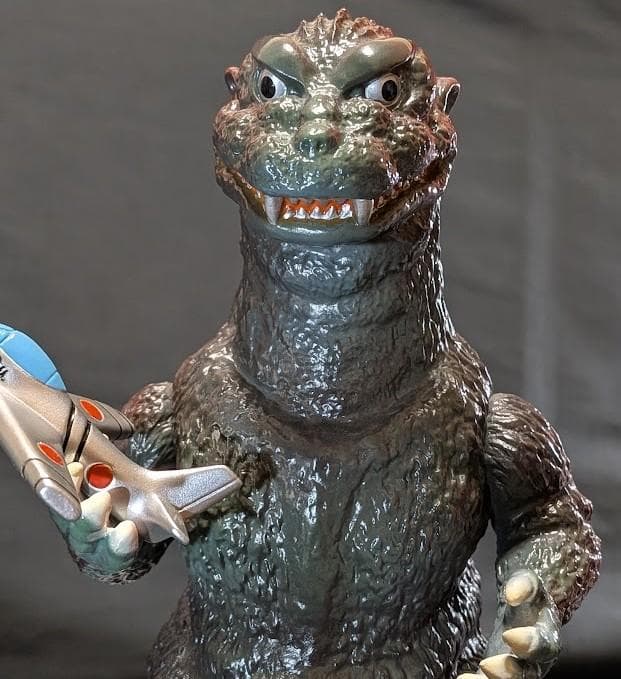 初代ゴジラ1954＋ジェット機（M1号）ヘッダー・外袋付ソフビフィギュア