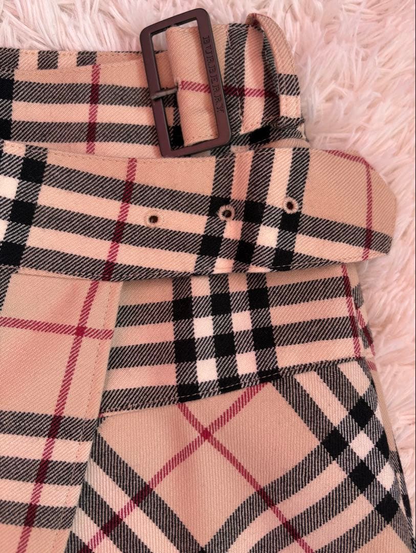 BURBERRY 巻きスカート チェック柄 ベルト付き ウエスト調整可 M相当