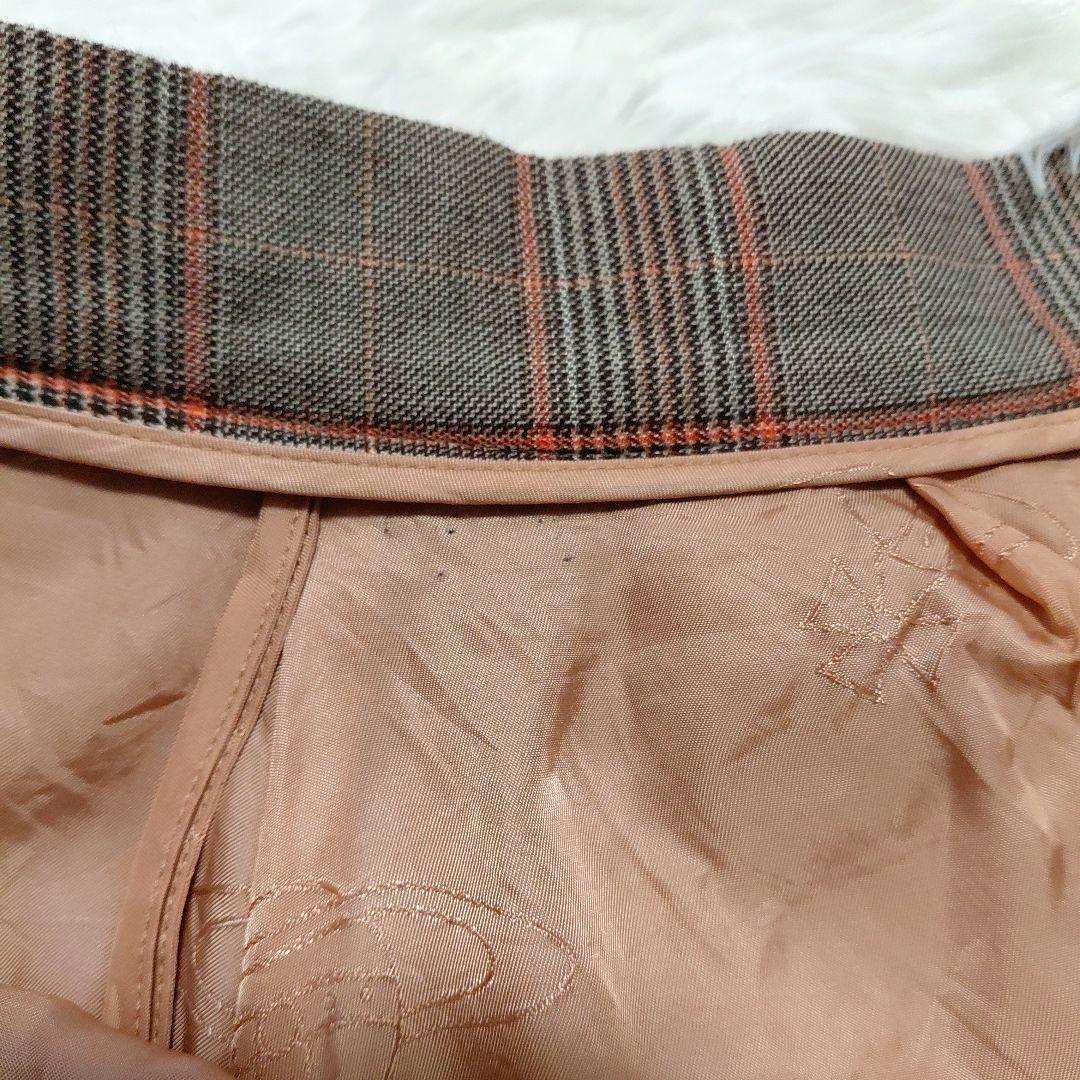 ヴィヴィアン　スカート　ウール　プリーツ チェック　オーヴボタン　裏地ロゴ　L