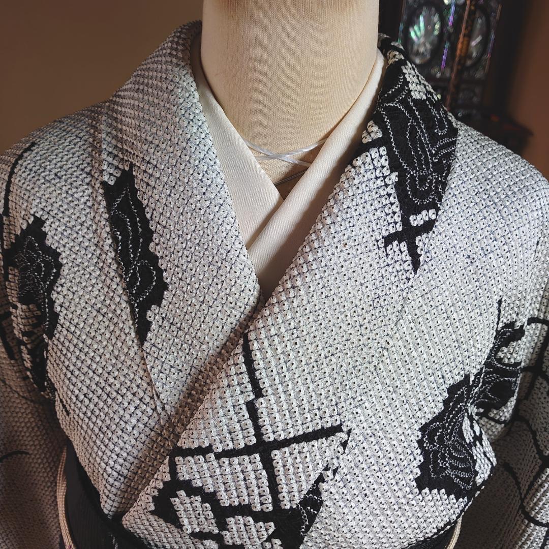 525 正絹 総絞り小紋 美品【リユース着物】#Letter bee