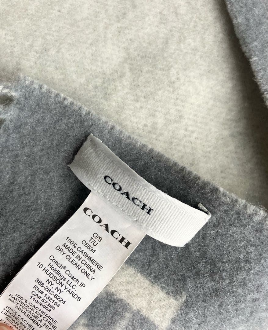 COACH グレー マフラー カシミヤ100％ ホース アンド キャリッジ