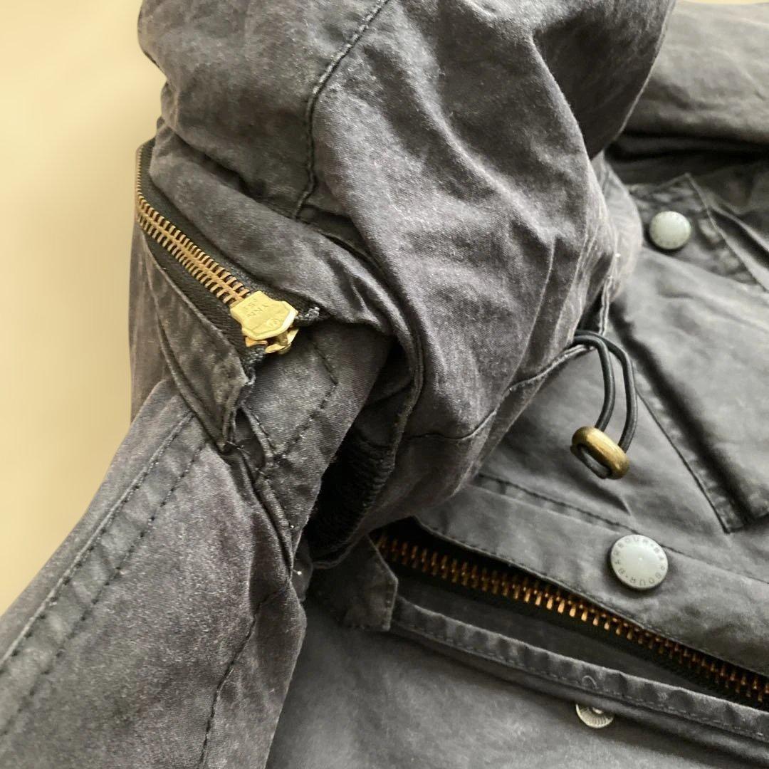 BARBOUR インターナショナル M レア ブラック フード付き オイルド