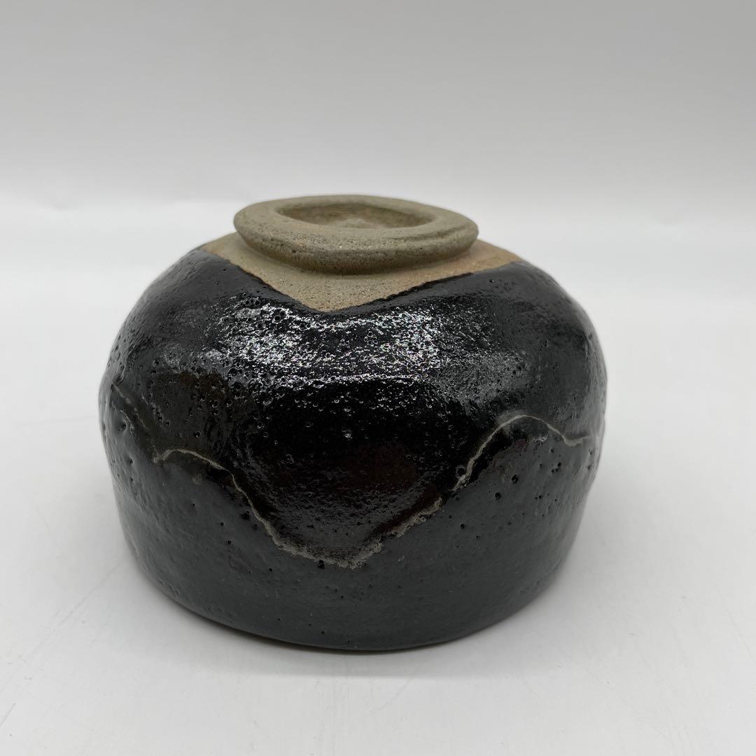 加州　中村康平造　大樋　黒茶碗　寿松