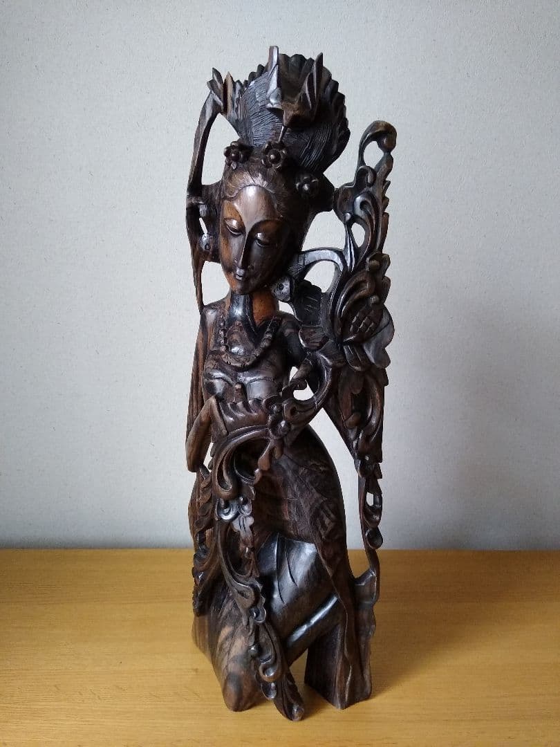 希少品 木彫り 木製 女性像 裸婦像 置物 オブジェ バリ 工芸品 裸体