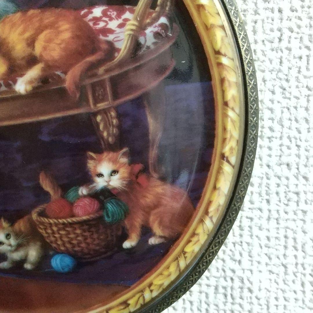 希少 マイセン 猫 壁掛け 飾り絵 プレート アンティークフレーム 001