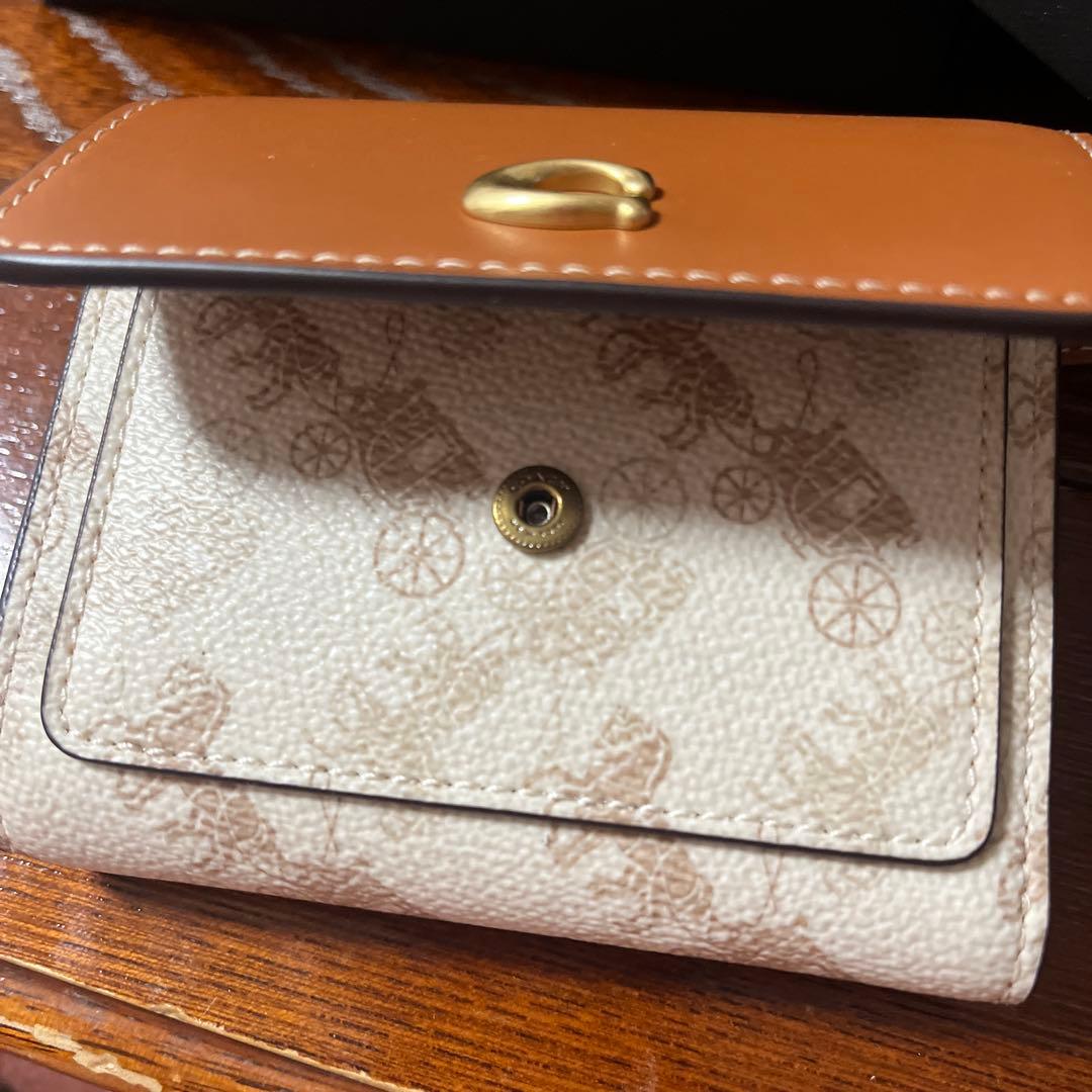 COACH 三つ折り財布 ブラウン/ベージュ