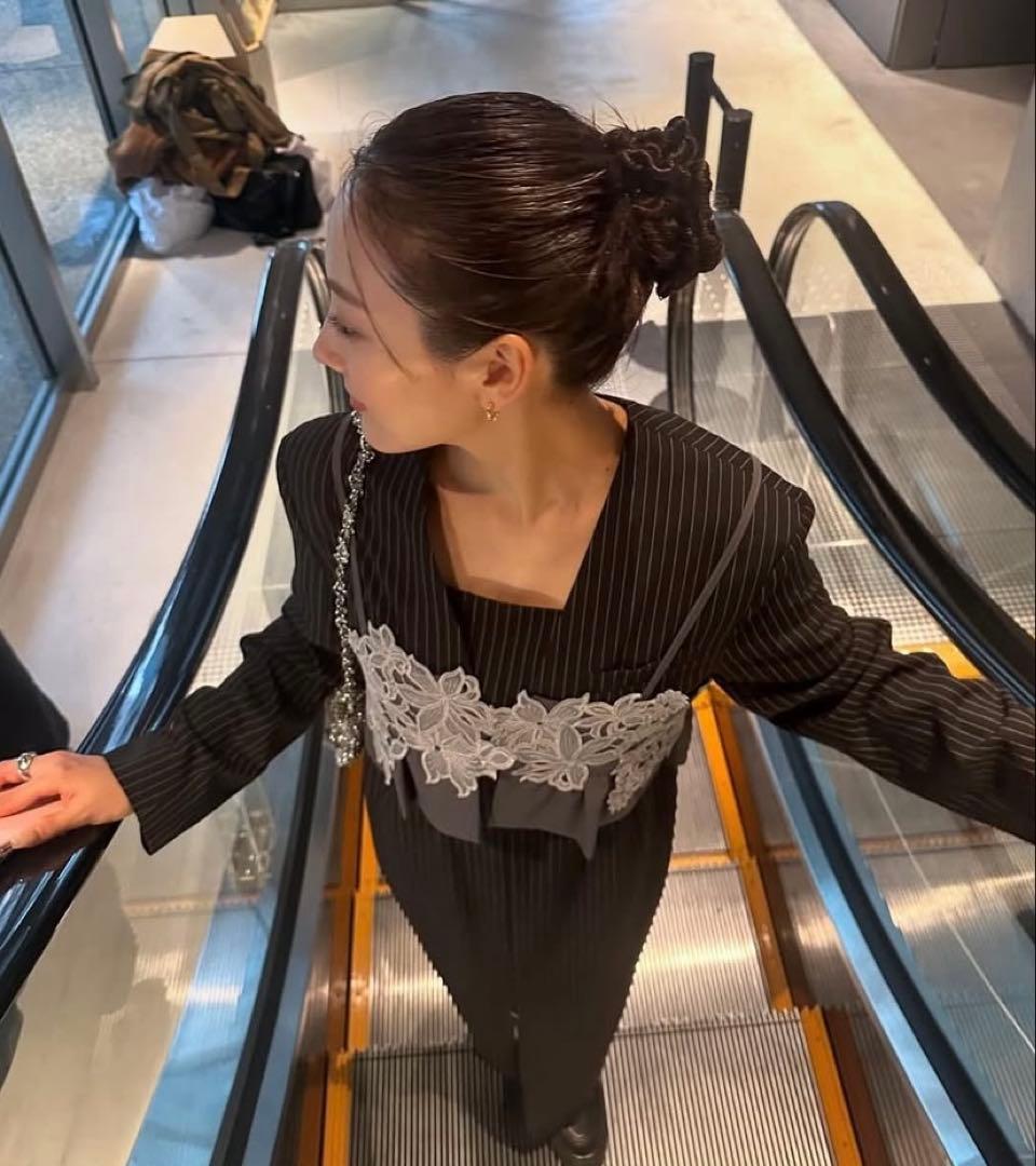 【ANDRESD】 ピンストライプテーラードビスチェドレス お呼ばれドレス