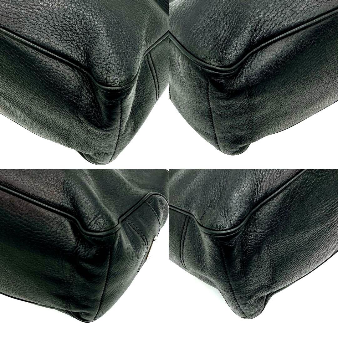 【CELINE】ハンドバッグ　レザー　ブラック　シルバー金具　自立