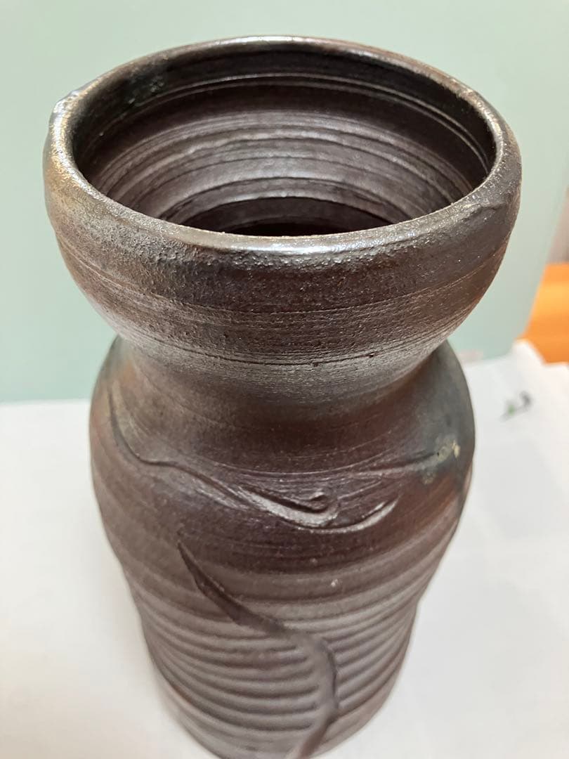 沖縄 琉球焼の名工【故】宮城勝臣作 壺 花器 やちむん ヤチムン （壺屋