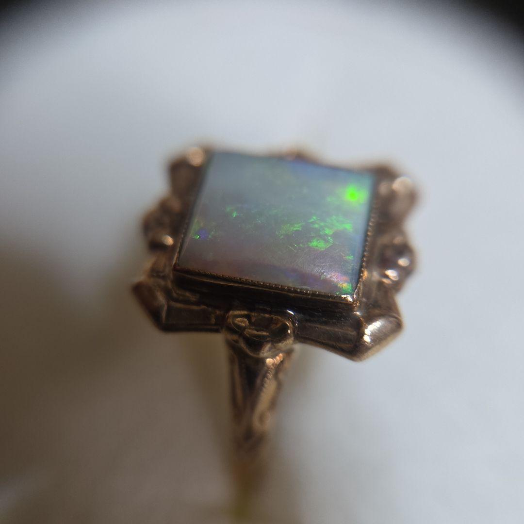 ヴィンテージ品 K10YG オパール スクエア リング