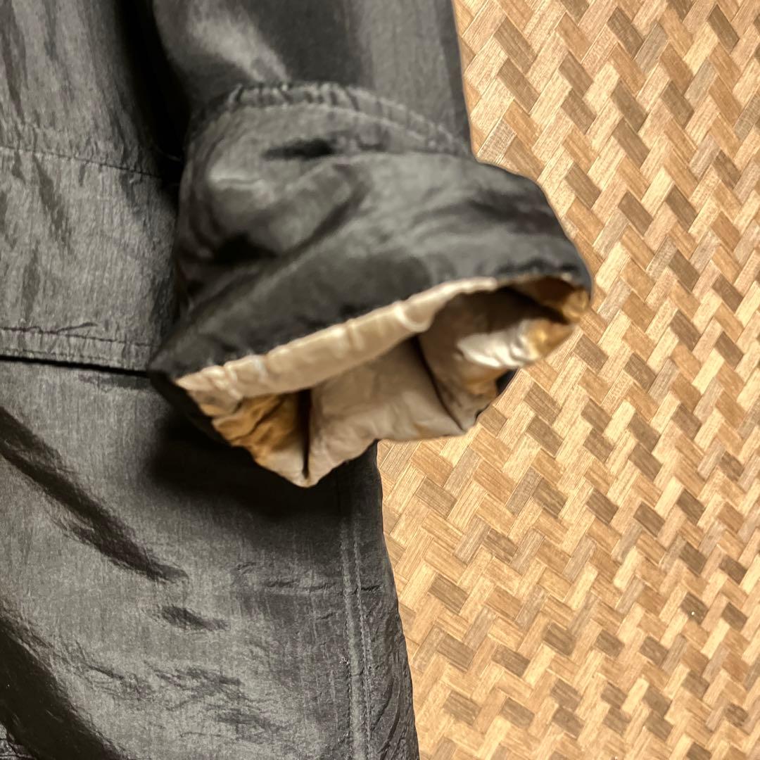 90s ヴィンテージ ナイロン中綿 ロングコート 黒