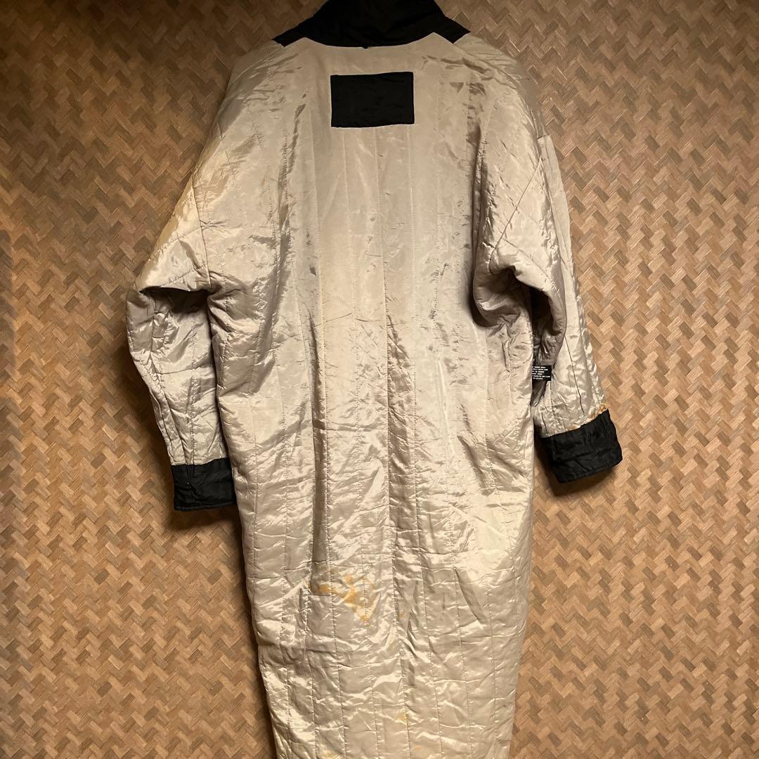 90s ヴィンテージ ナイロン中綿 ロングコート 黒