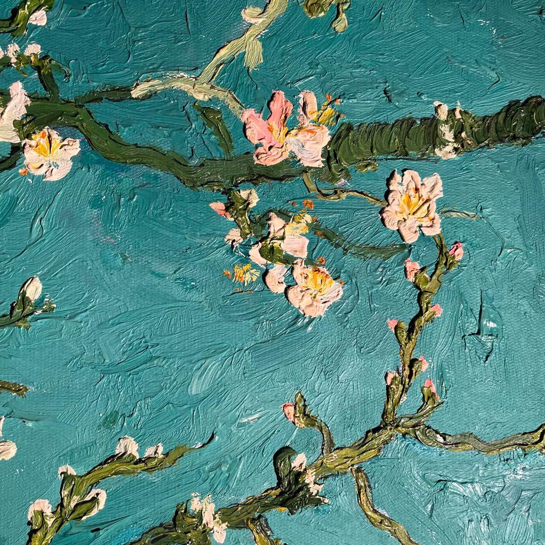 ★特大秀作★手書き油絵 ゴッホ 花咲くアーモンドの枝 額付 絵画 油彩画