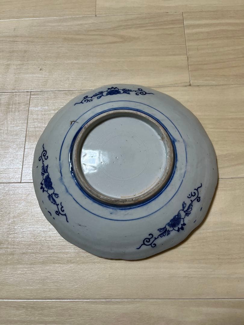 古伊万里 染付 印判 皿 大皿 江戸後期 明治 六歌仙 図変わり 骨董品