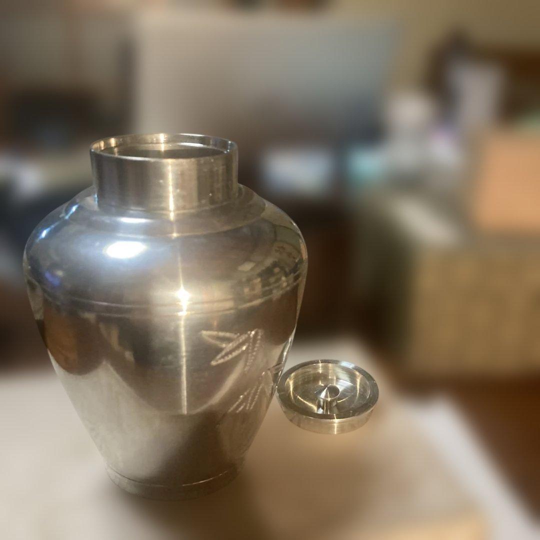 金属製 竹模様 水入れ 蓋付き