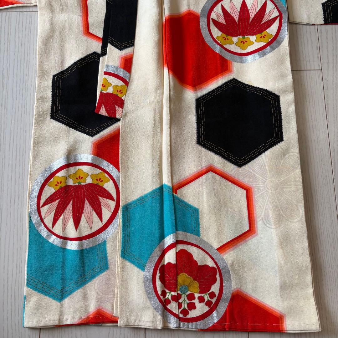 アンティーク着物　七五三 とてもオシャレな柄　7歳　リメイク