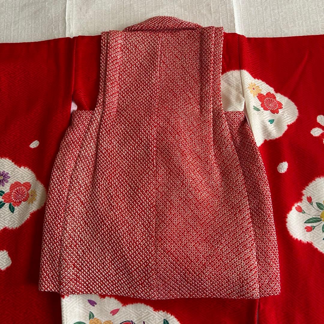 七五三 3歳 フルセット 総絞り 着物 正絹 被布 刺繍 三歳 草履 753