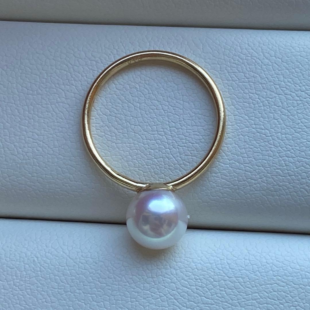 1938 美品❣️K18 天女級テリあこや真珠7.9mm リング　サイズ10.5