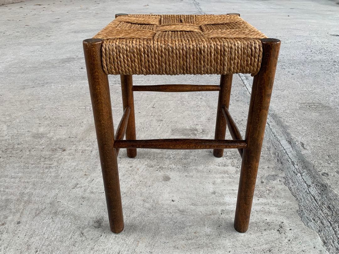 アンティーク ラッシュ スツール 縄編み チェア 民芸家具 椅子 No.6