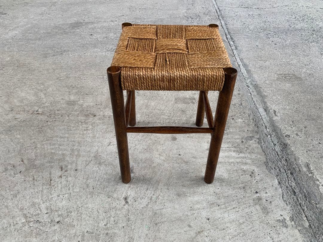 アンティーク ラッシュ スツール 縄編み チェア 民芸家具 椅子 No.6