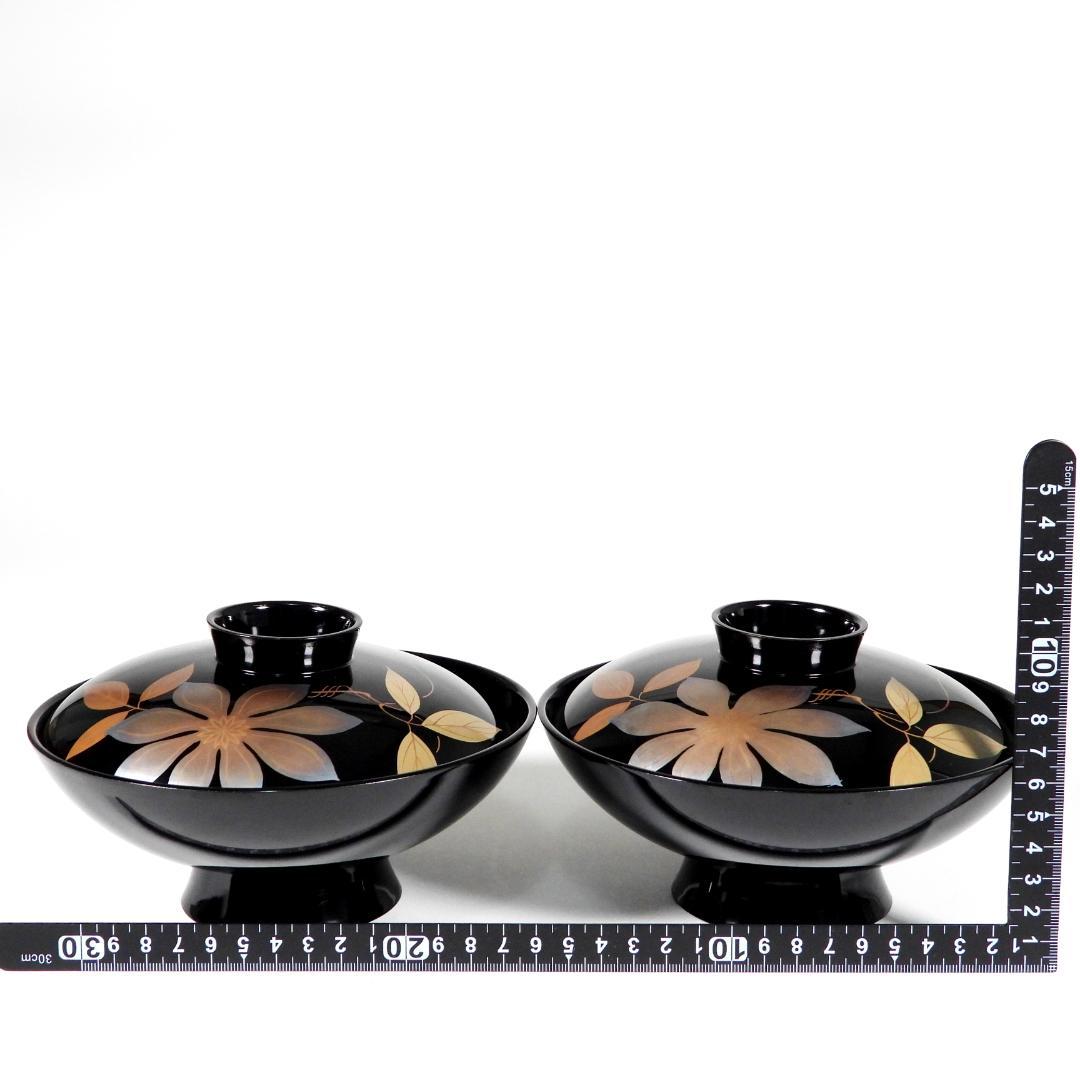 輪島塗　漆器　金蒔絵花絵紋　木製　蓋付椀　お煮物椀　大吸物椀　10客