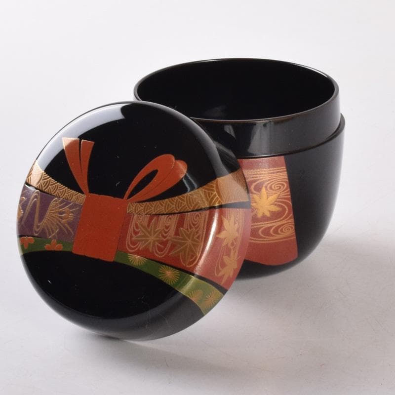 茶道具　山中塗　竹内幸斎作　熨斗蒔絵　大棗　共箱　V　7212