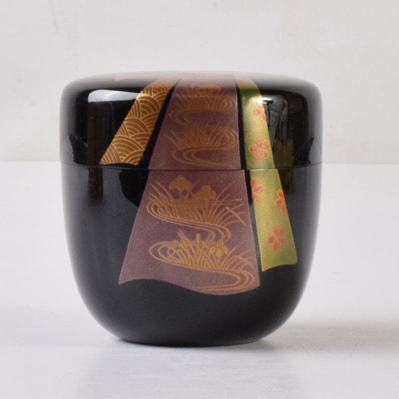 茶道具　山中塗　竹内幸斎作　熨斗蒔絵　大棗　共箱　V　7212