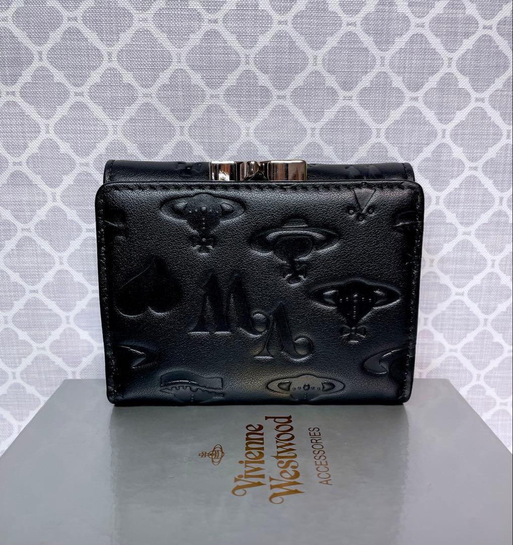 【新作✩内柄も素敵】Vivienne Westwood 三折財布 黒 マット